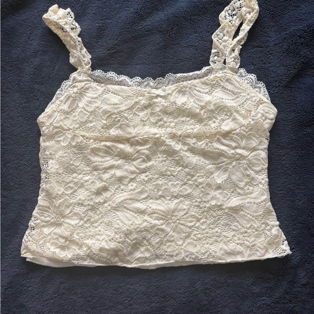 Lace Floral Cream Tank Top